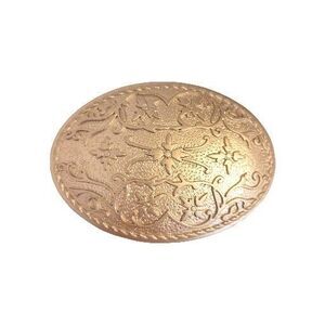 Vintage Western Buckle Oval Embossed Floral Patern Silver Tone